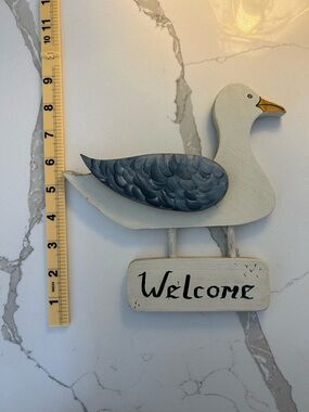 Vintage Wooden Goose Welcome Sign Farmhouse Wall Decor Cottage Coastal Rustic